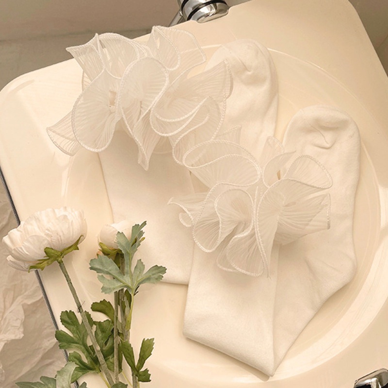 Youyo Vớ Dài Qua Gối Phối Ren Nhún Bèo Phong Cách Lolita Pháp Cho Nữ