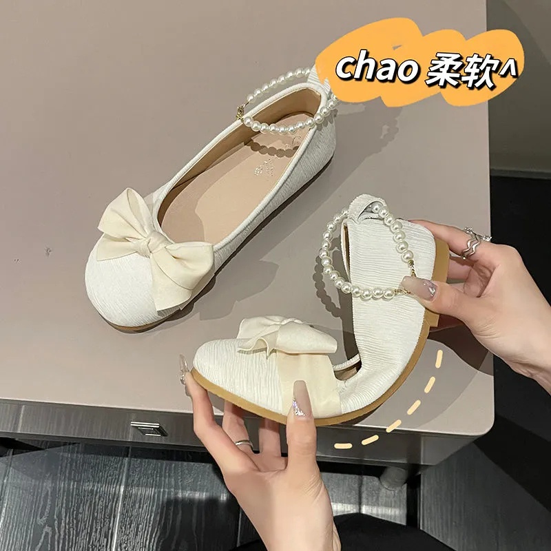 Giày Búp Bê Mũi Nhọn Đính Nơ Thời Trang Nữ Tính