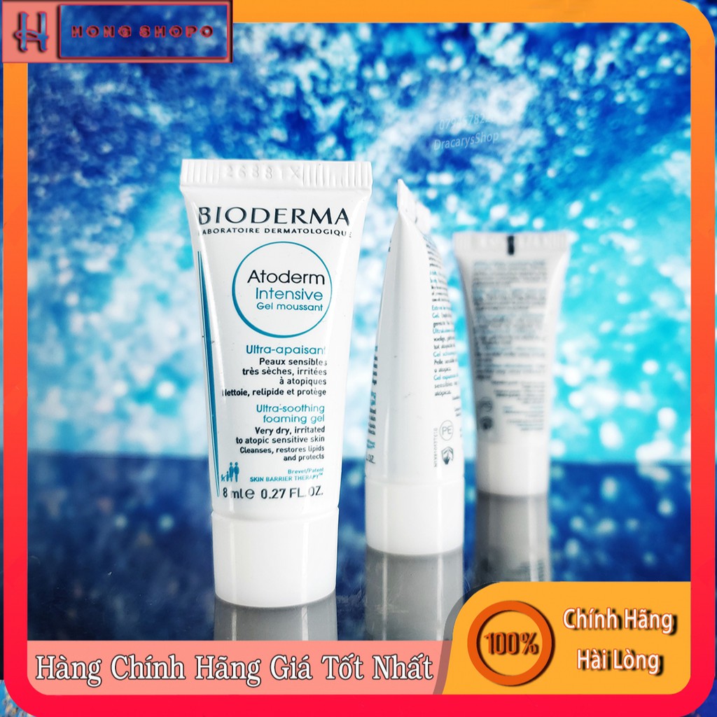 Bioderma Gel Rửa Mặt Tạo Bọt Dành Cho Da Rất Khô Nhạy Cảm Dễ Bị Kích Ứng Atoderm Intensive Gel Moussant 8ml