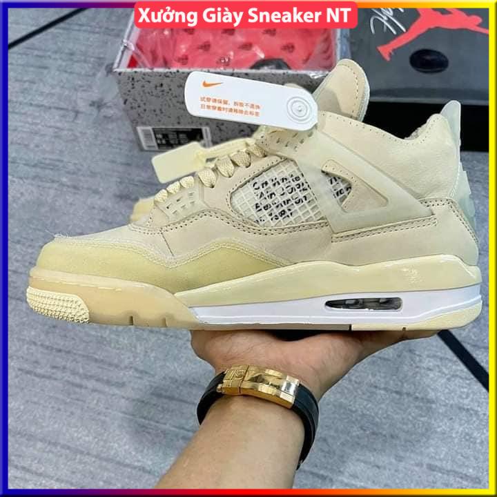 Giày air Jordan 4 màu kem Full box, Giày thể thao JD4 nam nữ siêu hot Fullboxbill+ tặng dây