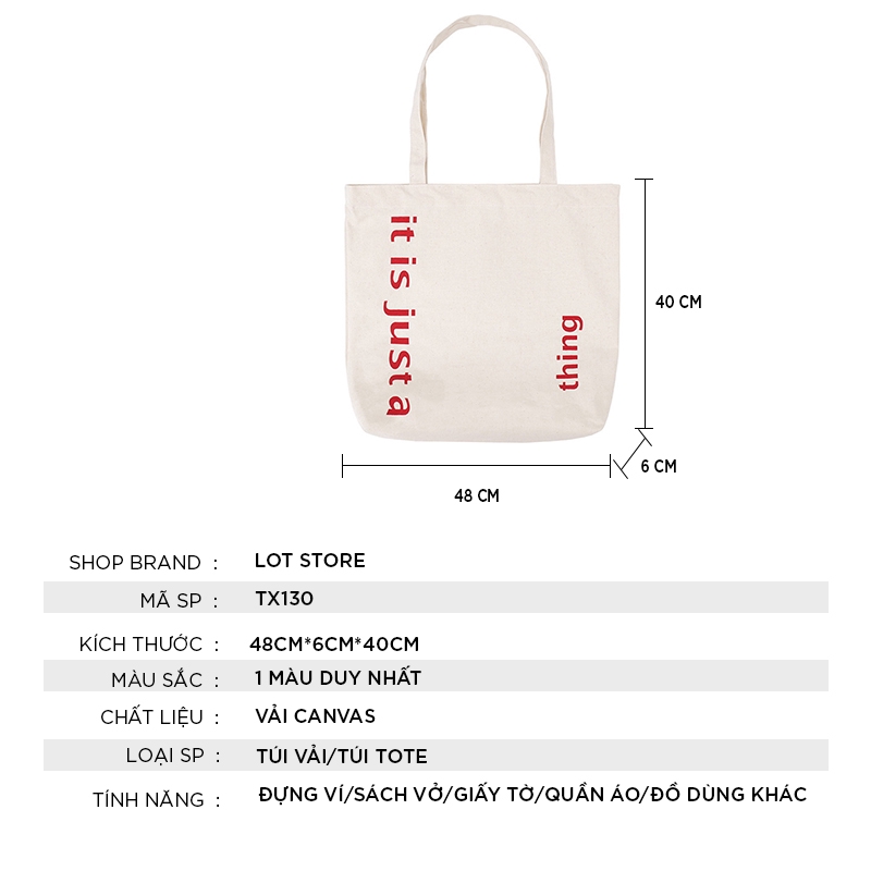 Túi tote vải canvas đeo chéo đi học phong cách hàn quốc LOTSTORE TX790