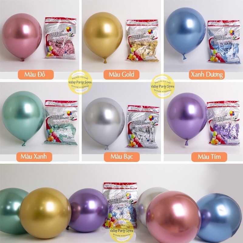 Set 30 bóng siêu nhũ mạ chrome trang trí sinh nhật, trang trí phòng cưới