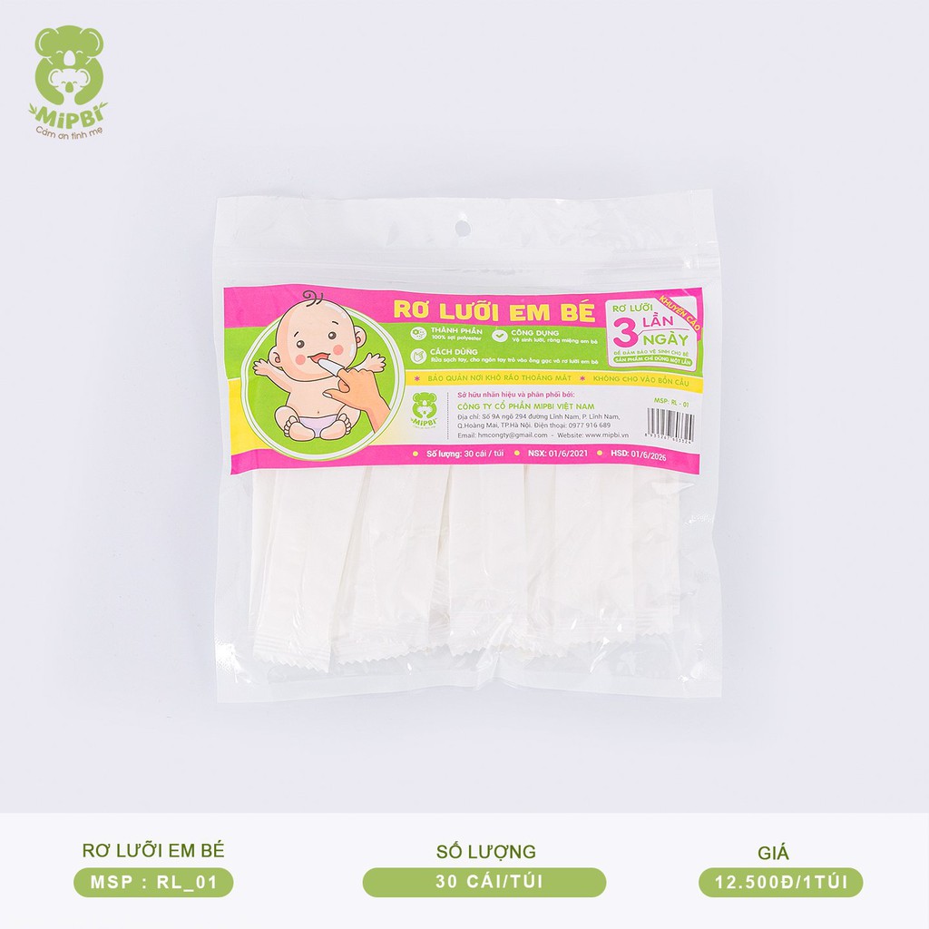 Gạc rơ lưỡi KHÔ cho em bé cao cấp Mipbi