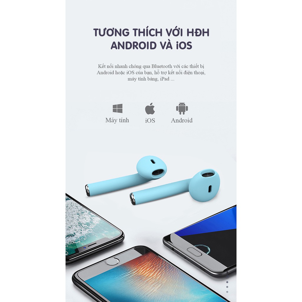 Tai nghe Inpods i12 phiên bản mới cảm biến 1 chạm kiết nối với máy tính, iphone, android