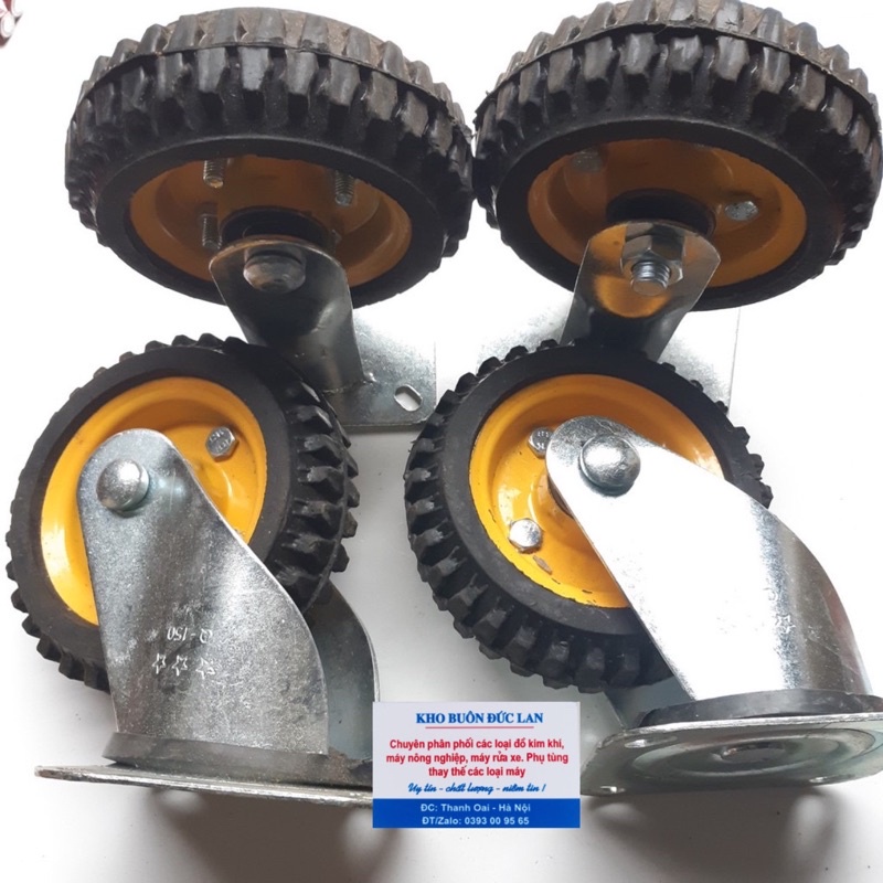 Bánh Xe Cao Su Xoay 360 Độ, Bánh Xe Chịu Trọng Tải Cao Loại 16cm×5cm