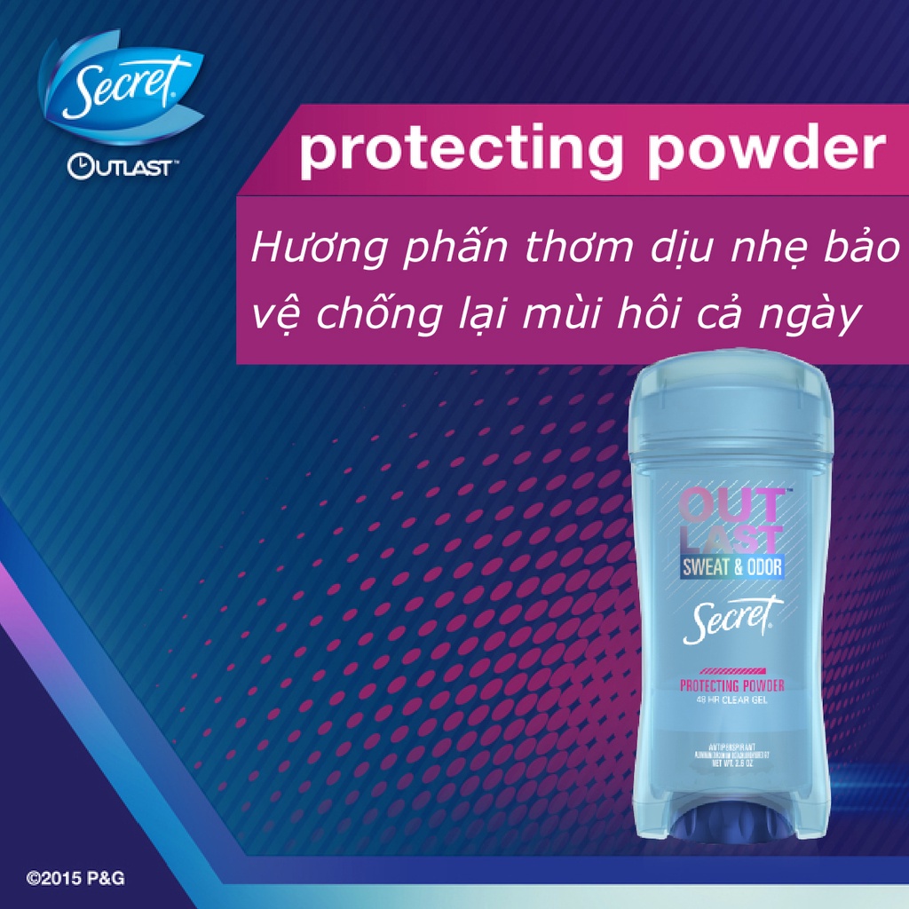 Lăn khử mùi nữ Secret Clear Gel 73g Lavender I Protecting Powder I Completely clean | BigBuy360 - bigbuy360.vn