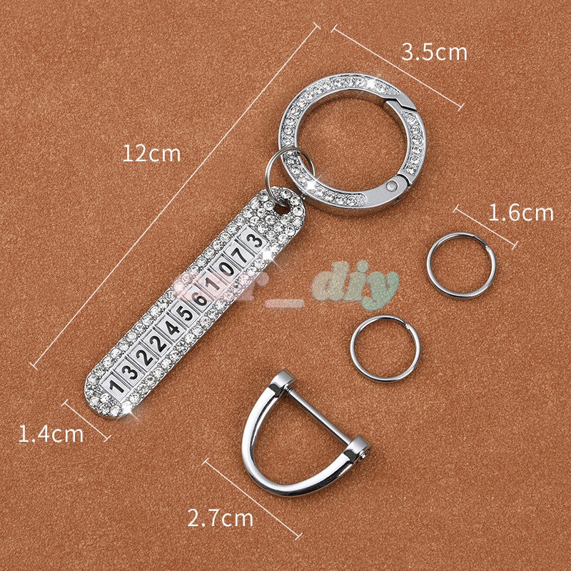 Mới Móc Chìa Khóa Gắn Số Điện Thoại Pha Lê Sang Trọng Chống Thất Lạc Dùng Làm Quà Tặng