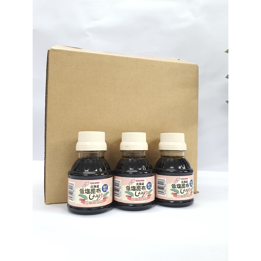 Nước tương tảo bẹ Kid &amp; mama Nhật Bản 100ml giảm muối cho bé ăn dặm (Date 11/2024)