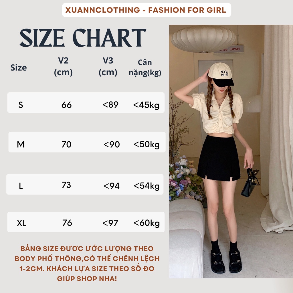 Chân váy xẻ hai tà ngắn chữ A ôm tôn dáng sexy kiểu short giả váy phong cách Hàn Quốc XUANNCLOTHING - mã CV2X