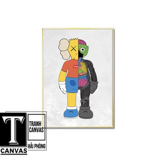 Tranh Canvas tràn viền (KHÔNG KHUNG VIỀN) treo tường phòng khách, tranh hiện đại, tranh The Simpsons, Kaws Toy MÃ KAWS18
