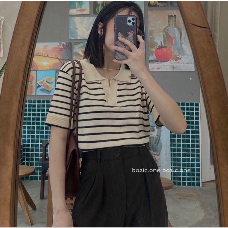 [ẢNH THẬT/SẴN]Áo LEN KẺ SỌC CỔ POLO HÀNG QUẢNG CHÂU SIÊU XINH | BigBuy360 - bigbuy360.vn