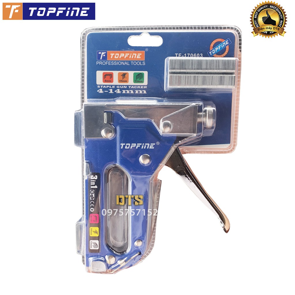 Súng bắn ghim công nghiệp đa năng, Kìm bắn đinh ghim cầm tay 3 trong 1 TOP FINE có tăng lực,  bấm cả 3 kiểu ghim П U T