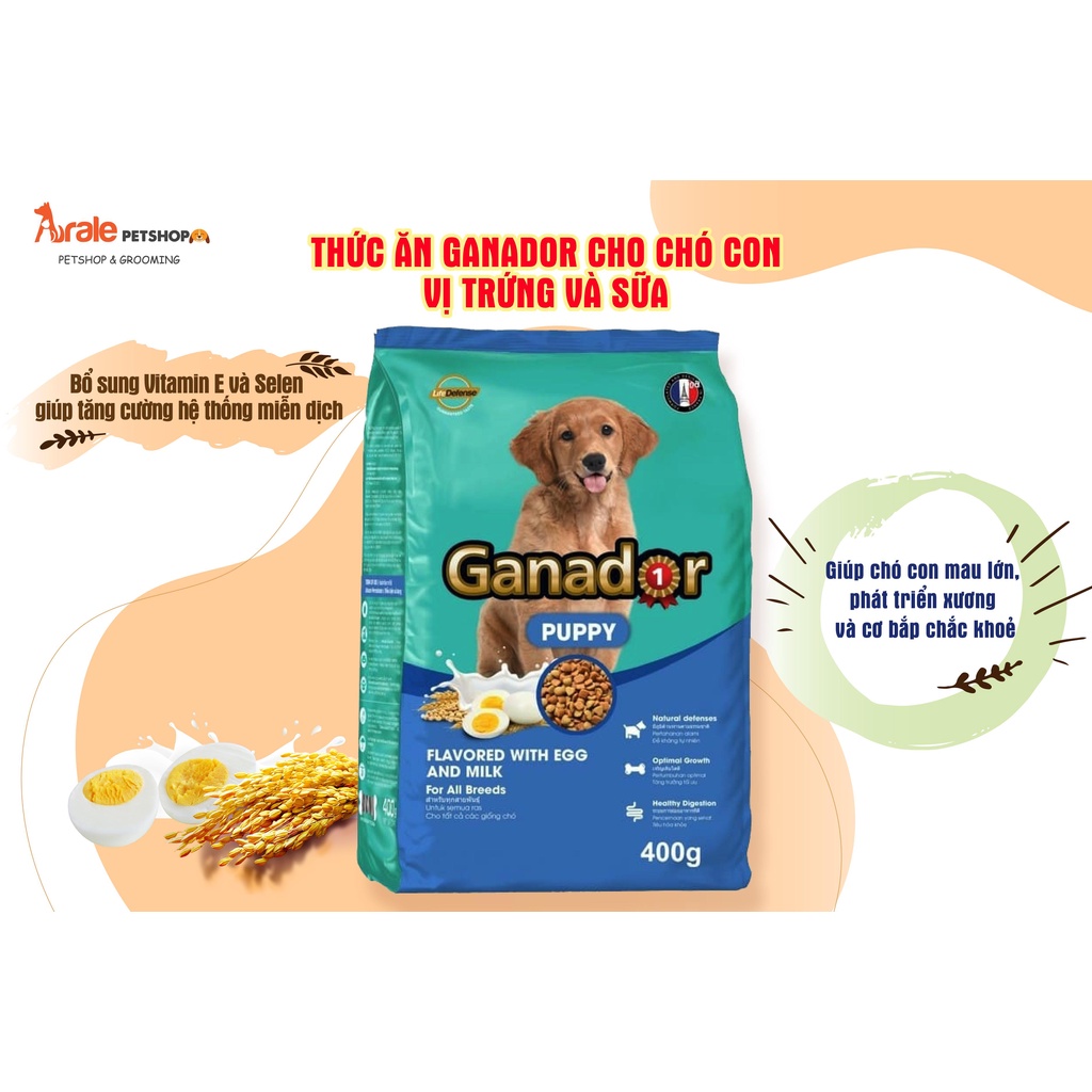 [Bịch 400g] Thức ăn cho chó con Ganador vị Trứng và Sữa - Egg and Milk 400 gram
