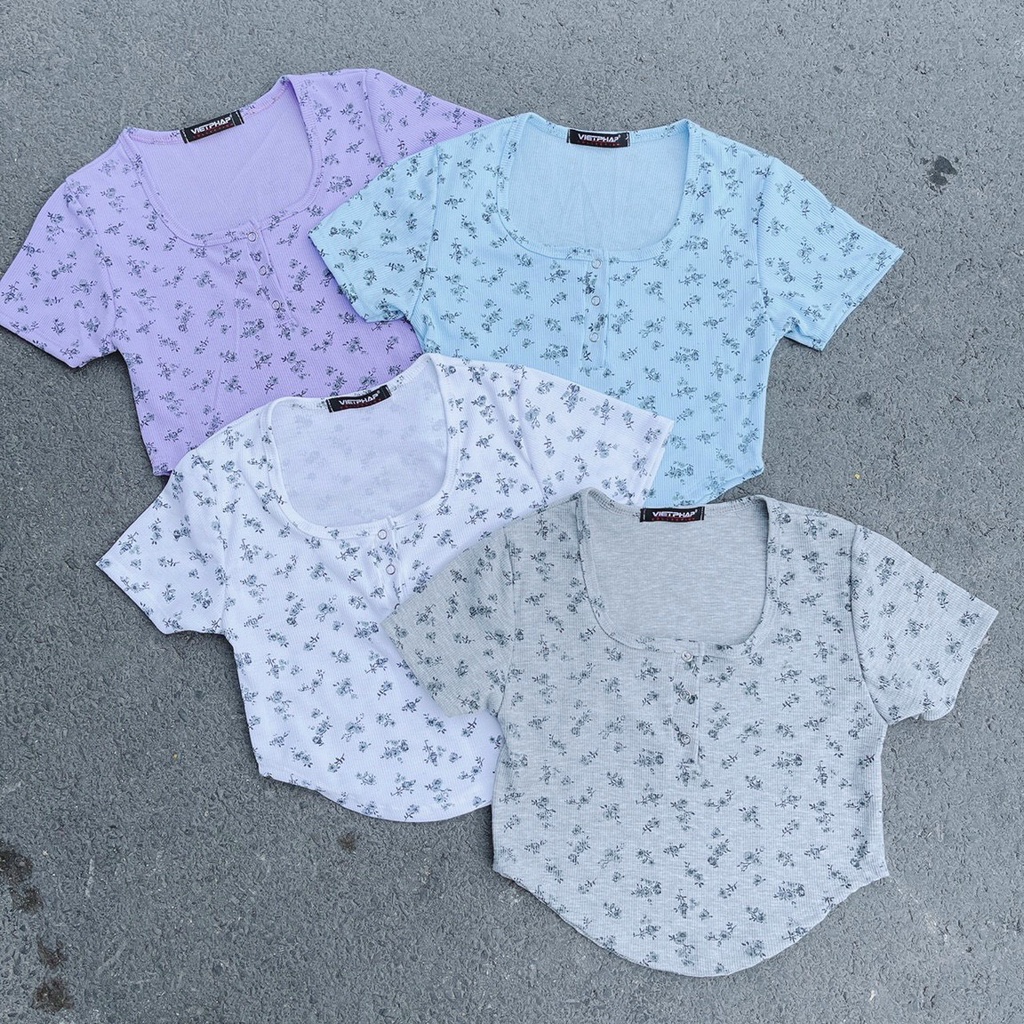 áo hoa xinh nút bấm vạt bầu ảnh thật
