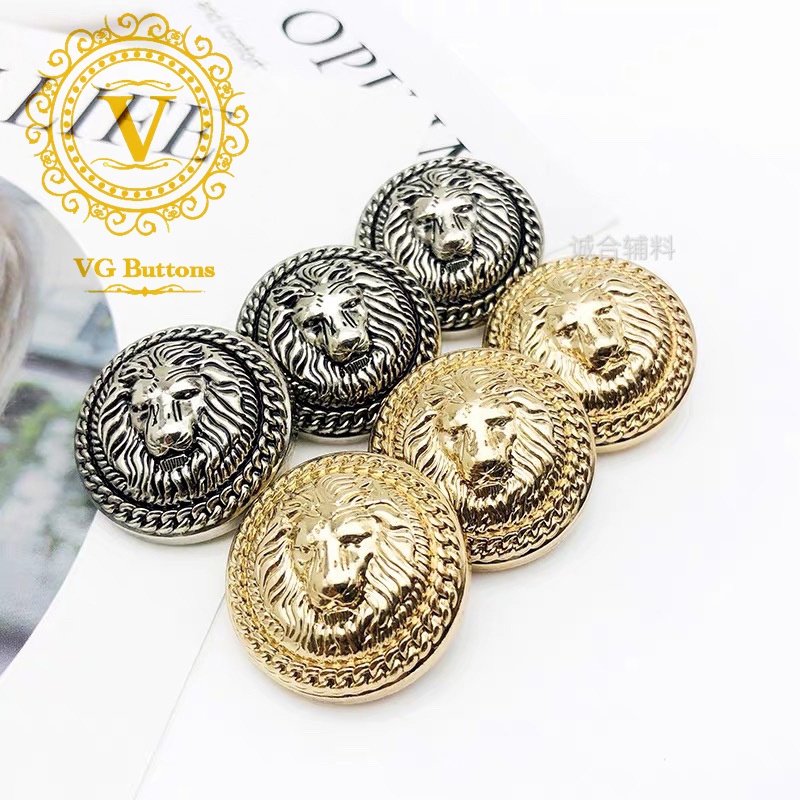 Cúc kim loại cao cấp, mẫu đầu sư tử , phù hợp áo vest nam và nữ, khoác dạ măng tô