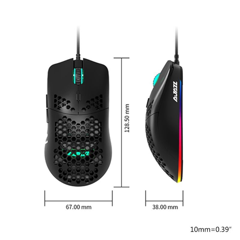 AJ390 Lightweight Wired Mouse Hollow-out Gaming Mouce Mice- 6DPI Adjustable 7Key