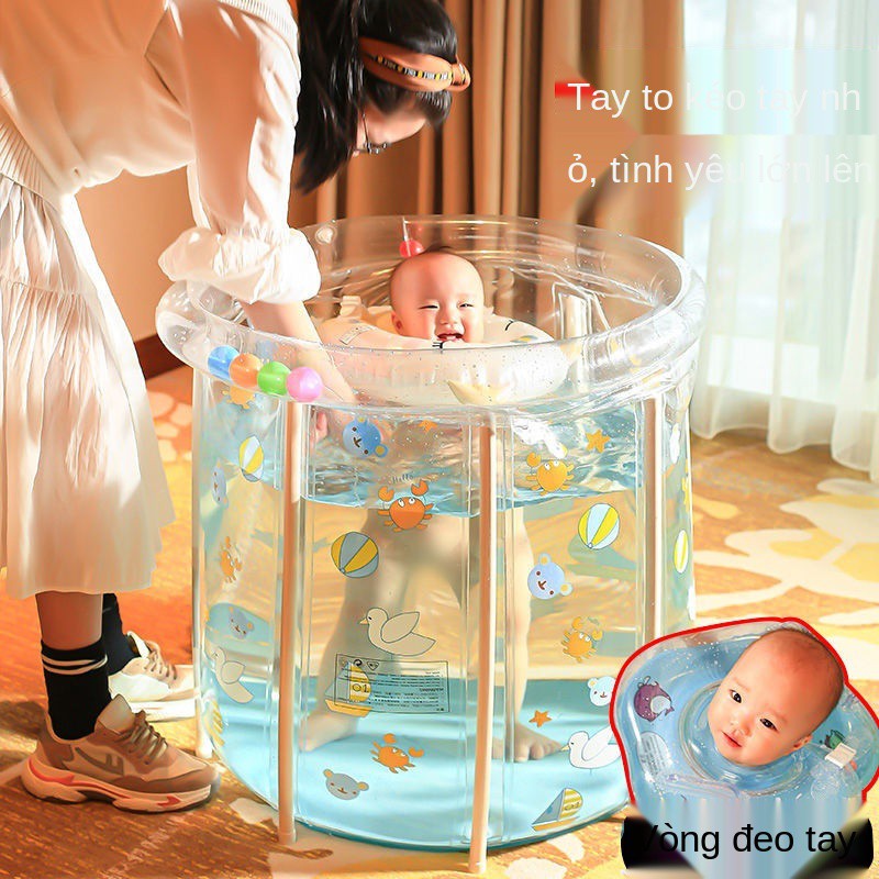 Xô bơi trẻ em dày dặn cách nhiệt Bể bơm hơi trong suốt bồn tắm gấp cho bé sơ sinh [đăng ngày 23 tháng 2]