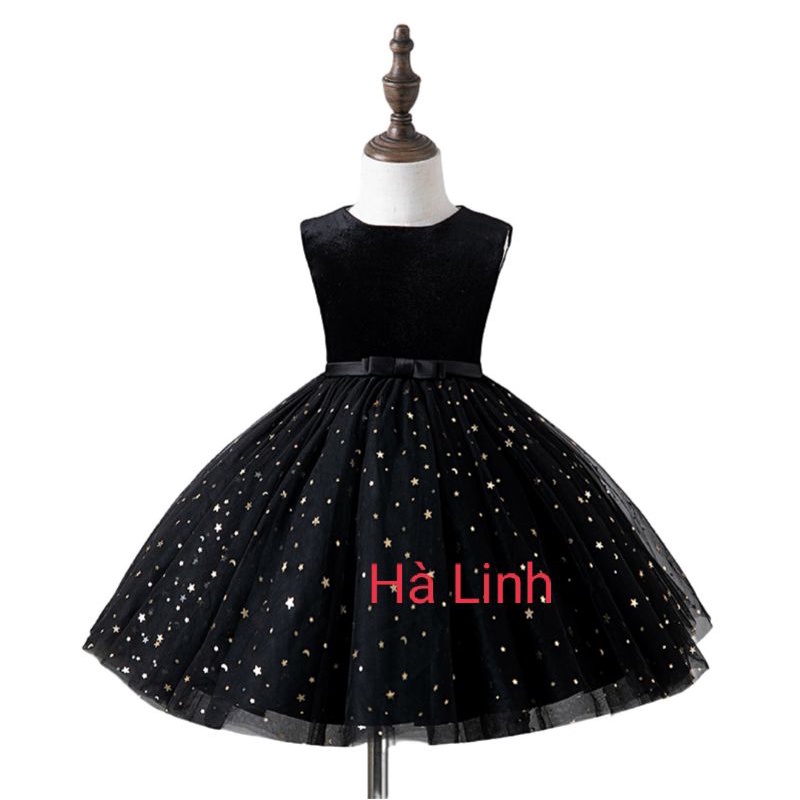 Đầm công chúa bé gái, váy sao đen dự tiệc, chụp ảnh cho bé