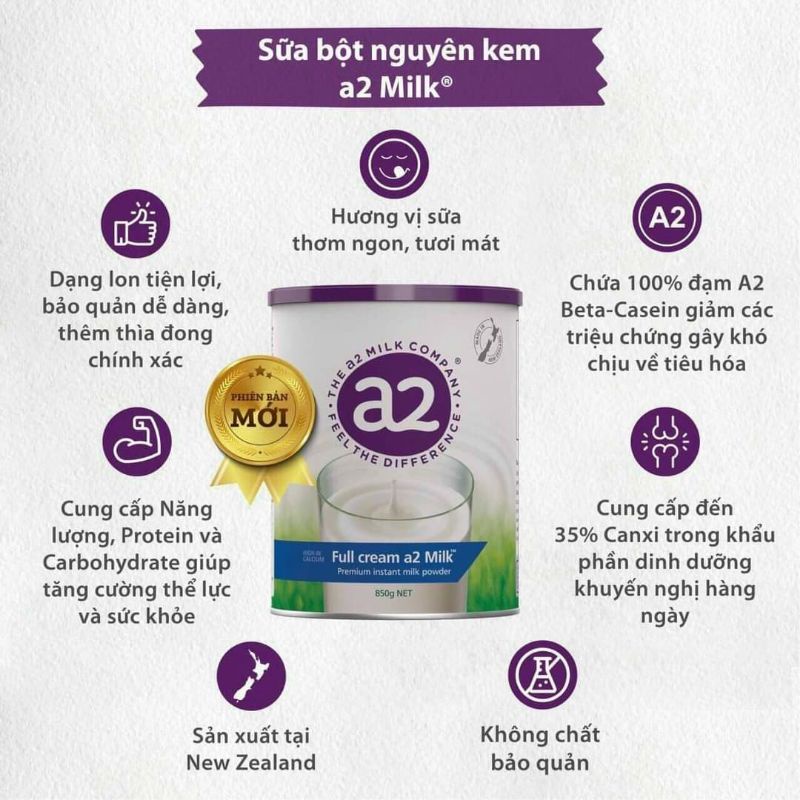 Sữa bột nguyên kem A2 Nội Địa Úc DATE T1/2024