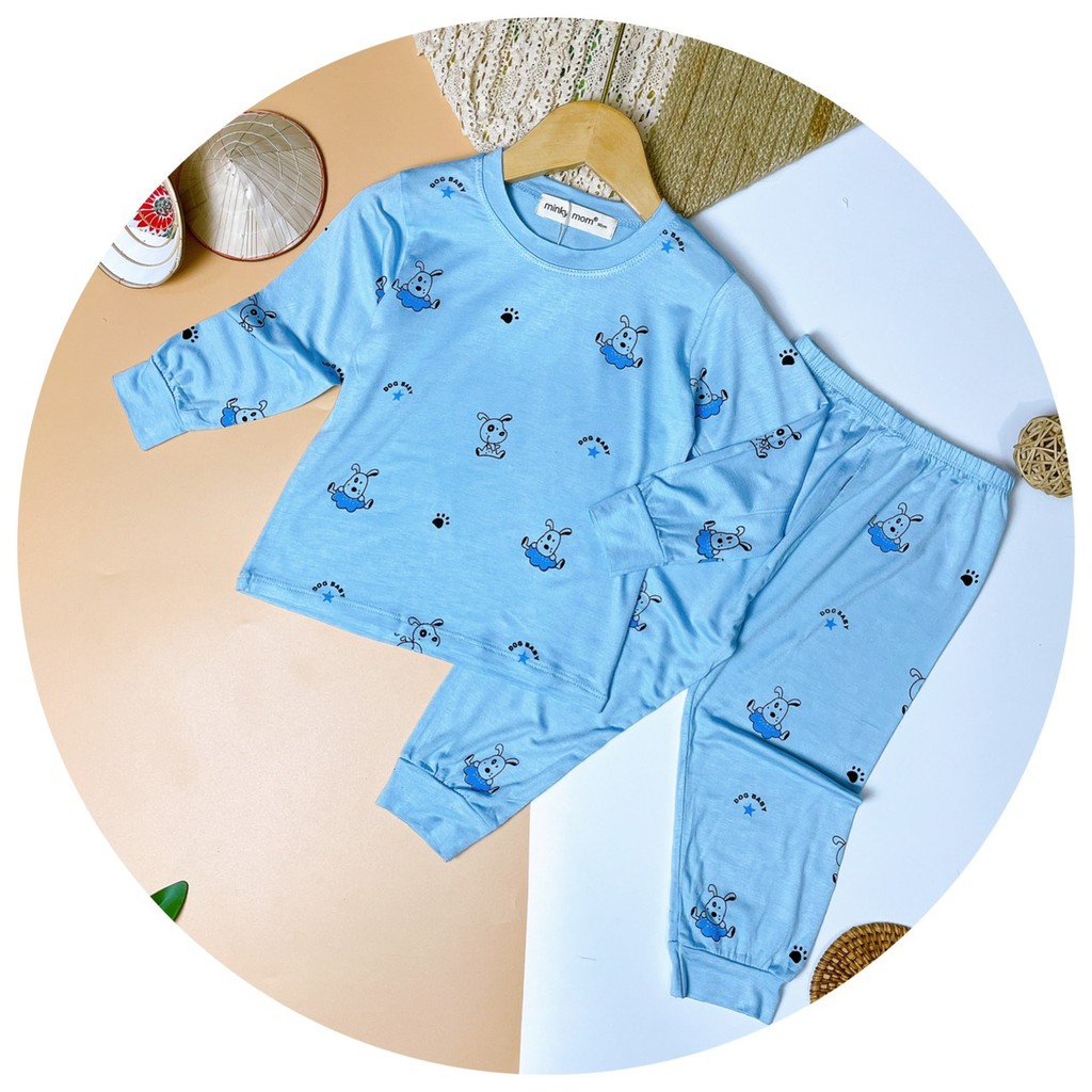 [SALE] Bộ Dài Tay Cho Bé Gái, Bé Trai Minky Mom Vải Thun Lạnh Họa Tiết In Chìm Dễ Thương,Quần Áo Trẻ Em MKMTD2104