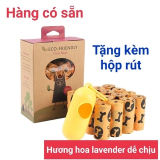 Hộp 16 cuộn, hộp 18 cuộn túi vệ sinh hốt phân chó mèo hương thơm lavender - Tặng kèm hộp rút