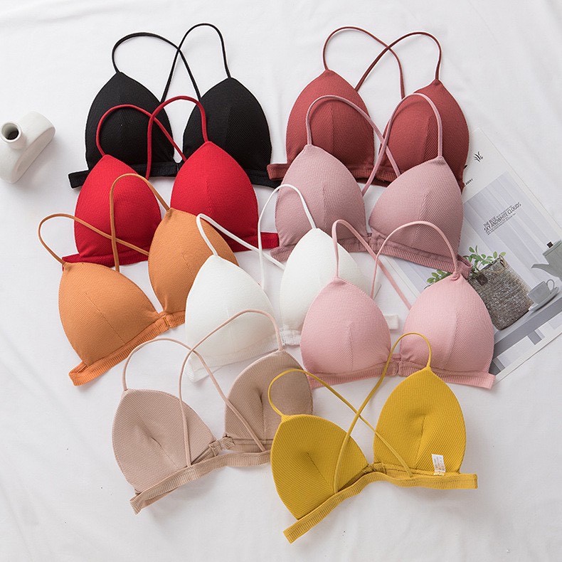 Áo Bra Cotton Dây Mảnh Cài Trước Nhiều Màu, Áo Lót Nữ Đan Dây Lưng Gợi Cảm [Ảnh Chụp Thật] - OB019