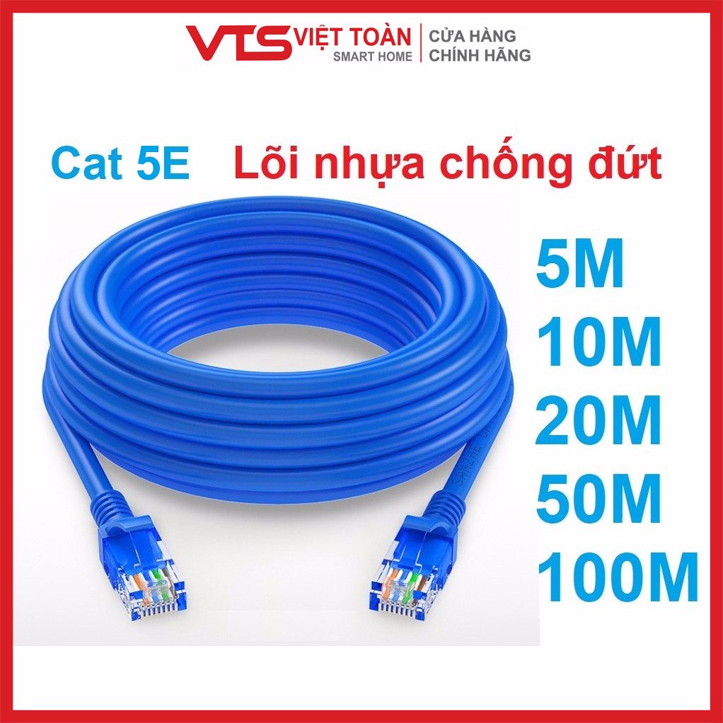 [CHÍNH HÃNG] Cable mạng Lan UTP Cat 5E - Bấm sẵn 2 đầu, Cắm là chạy 5/10/15/20/30 mét - Việt Toàn Smarthome