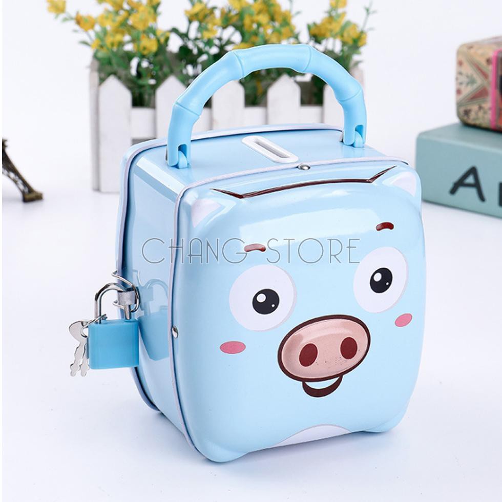 Két Sắt Con Heo Tiết Kiệm Có Khóa Cho Bé Yêu