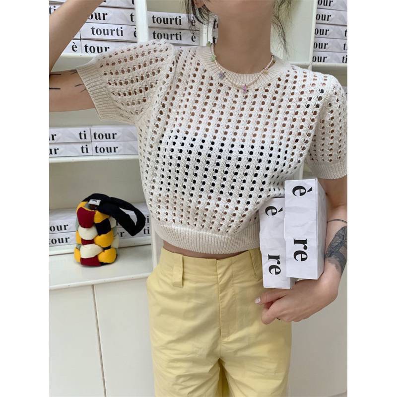 181. ÁO LEN LƯỚI CROPTOP