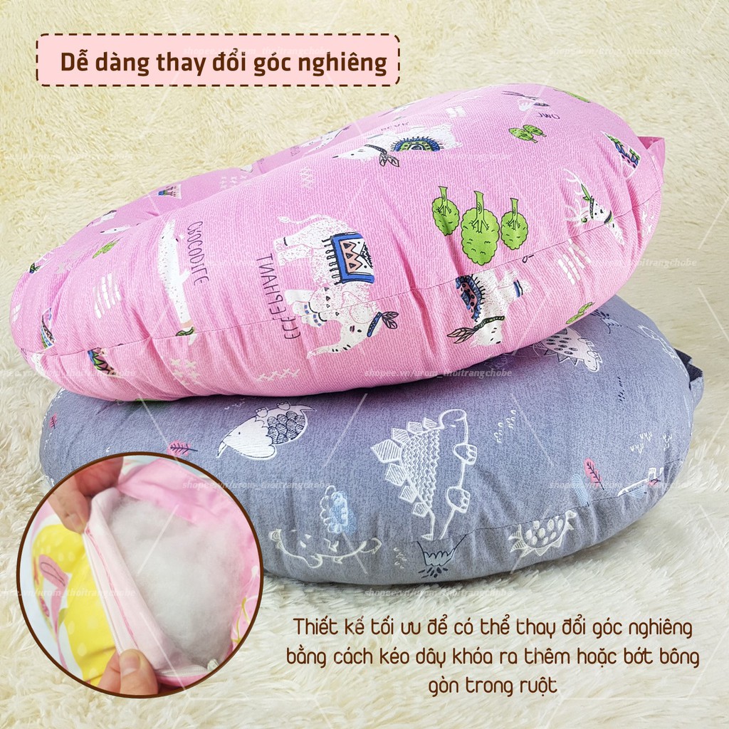 Gối chống trào ngược cho bé, đệm nằm chơi sơ sinh Cotton Hàn Quốc