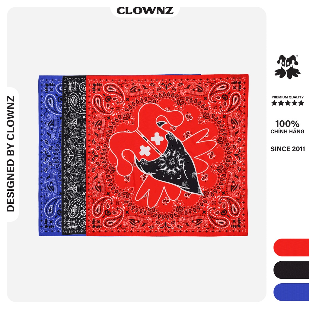 Khăn vuông lụa bandana Clownz V1 local brand streetwear nhiều màu