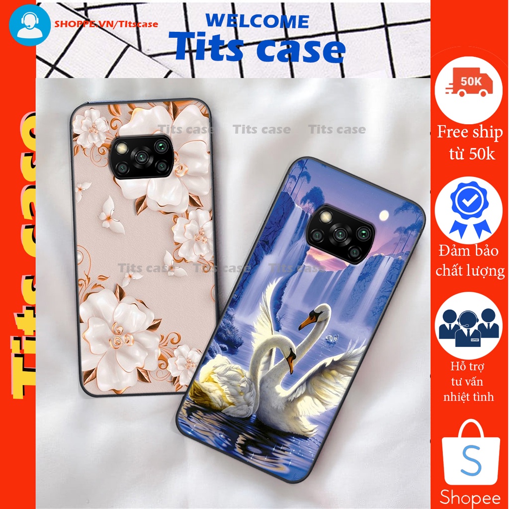 Ốp lưng  Xiaomi POCO X3 / X3 NFC / X3 PRO in hình thiên nga,hoa may mắn, đặc sắc ĐỘC - LẠ - BỀN