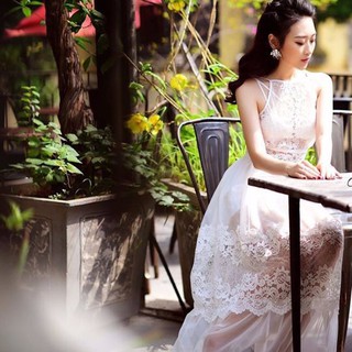 Đầm ren phối lưới dự tiệc cực đẹp