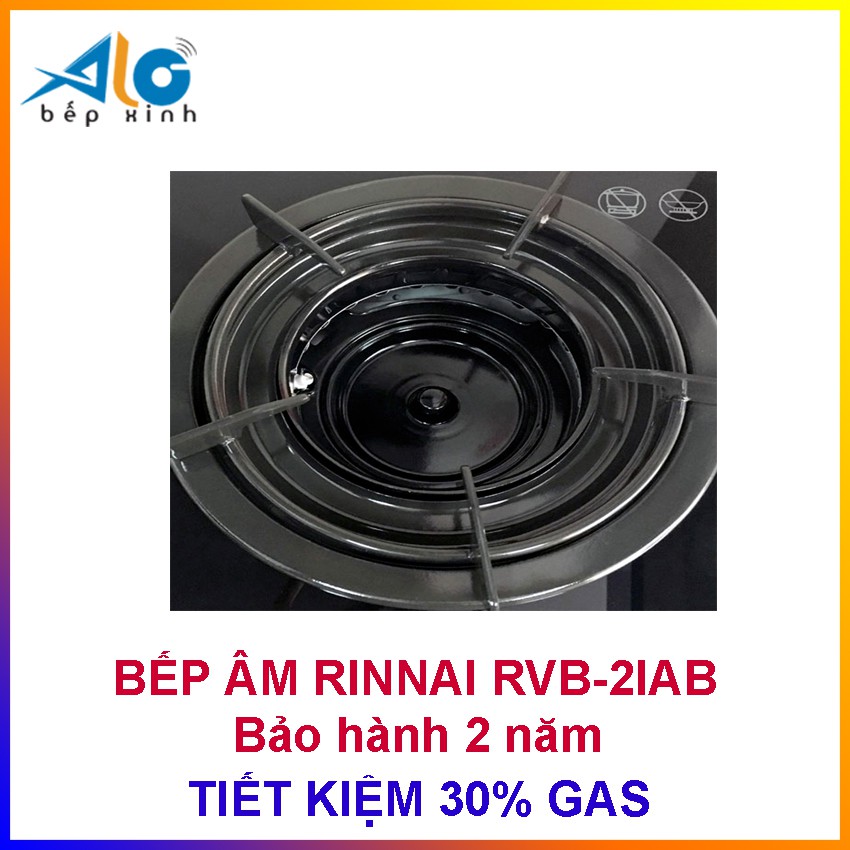 BẾP GAS ÂM RINNAI RVB-2I(AB) -  RVB-2IAB - Tiết kiệm 30% gas - Ngắt gas tự động - HÀNG CHÍNH HÃNG - Alo Bếp Xinh