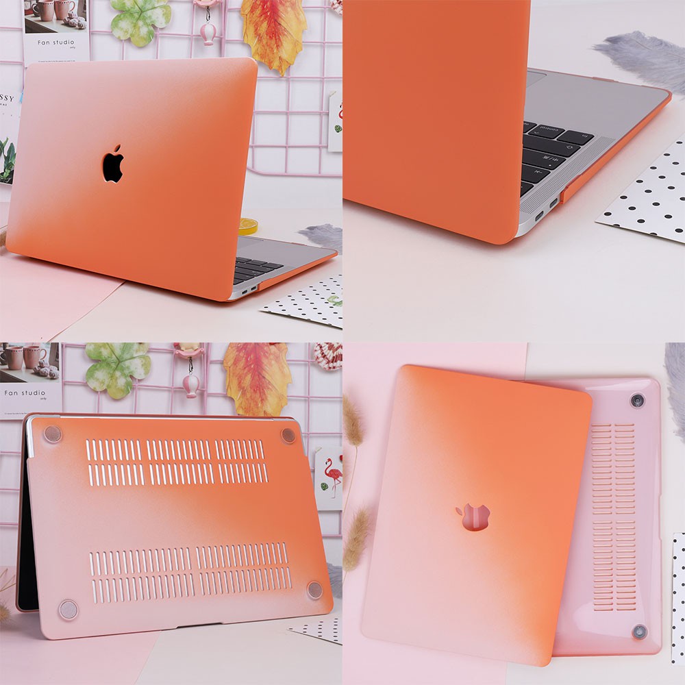 Vỏ bọc màu Gradient khoét rỗng logo kèm vỏ bọc bàn phím cho Apple Macbook Air 13 M1 A2337 A2179 A1932 A1466 Mac Pro 13.3