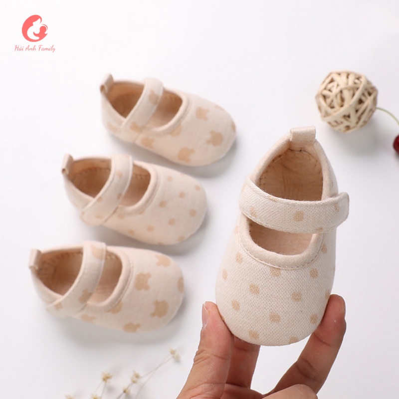 Giày tập đi cho bé chống trơn trượt, chất liệu cotton hữu cơ tự nhiên 100%