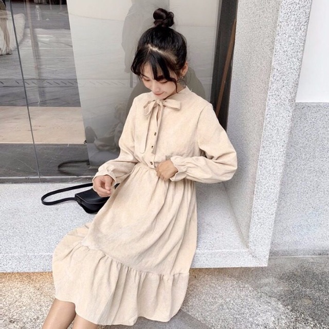 [Sẵn/ có hình thật] Đầm vintage thắt nơ dáng xoè. Váy ulzzang siêu dễ thương lolita style | BigBuy360 - bigbuy360.vn