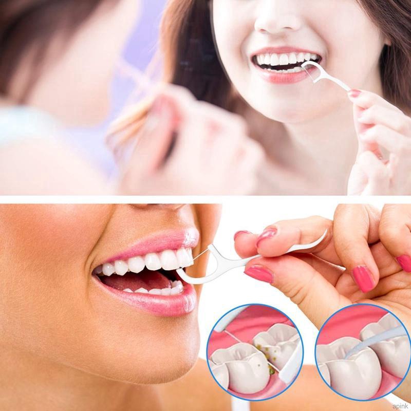 [Hàng mới về] Bộ 50 Tăm Chỉ Nha Khoa Chăm Sóc Răng Miệng Có Hộp Đựng Tiện Dụng