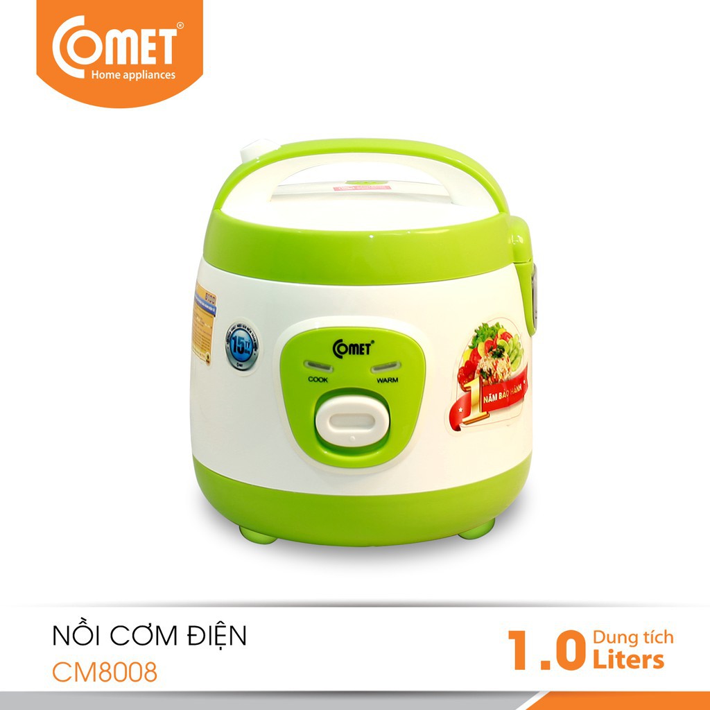 [Mã 267ELSALE hoàn 7% đơn 300K] Nồi cơm điện nắp liền COMET CM8008 400W 1.0L