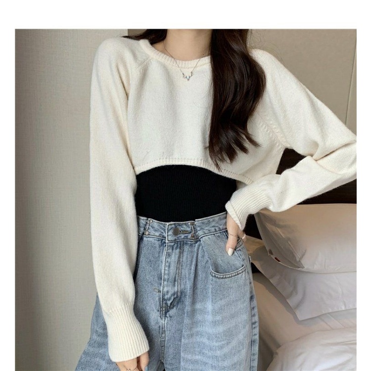 Áo dệt kim ngắn dáng rộng thời trang Hàn Quốc dễ phối đồ