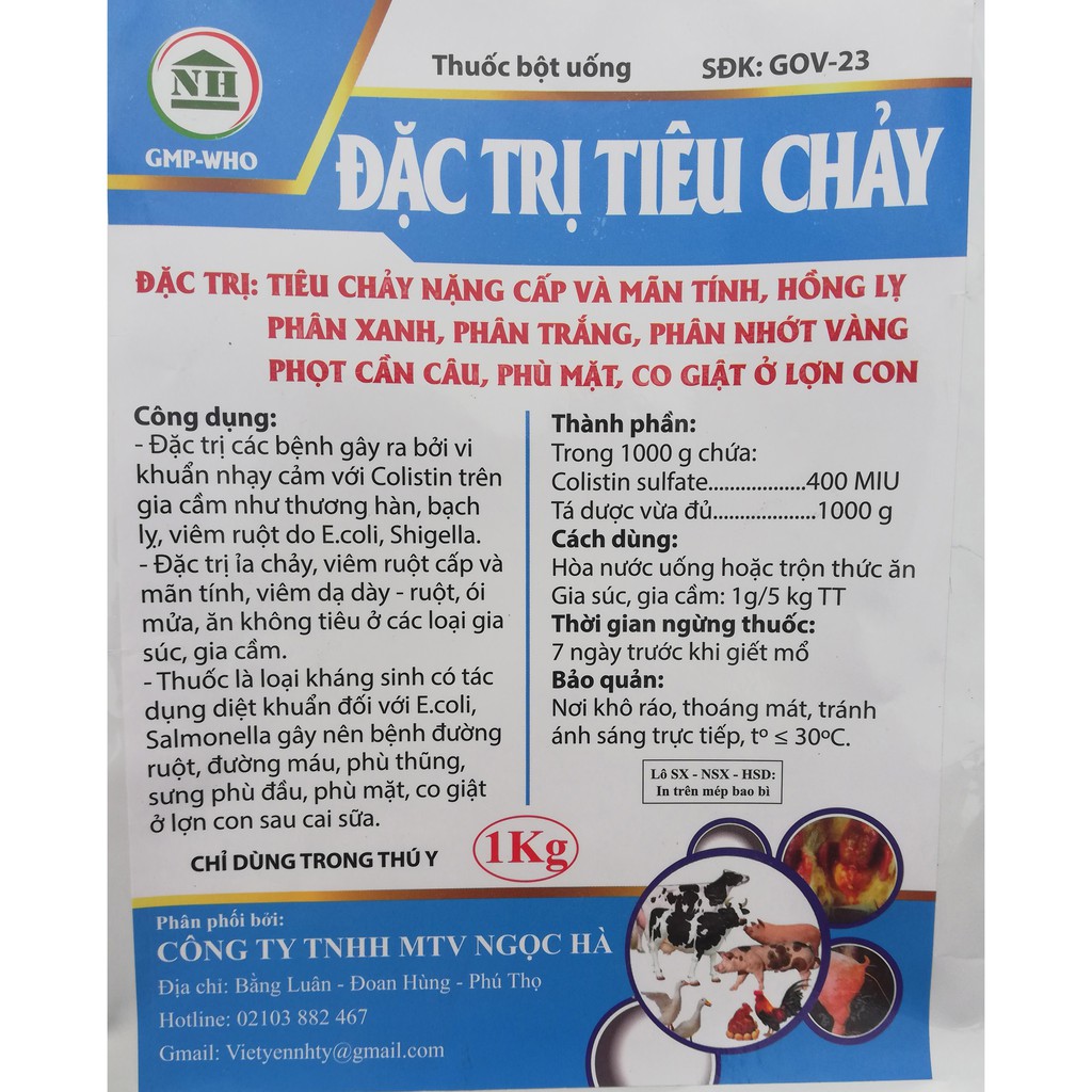 1 gói Colistin sulfate 100g sản phẩm chuyên dùng cho gia súc, gia cầm, trâu, bò, lợn, gà, chó, mèo, thỏ