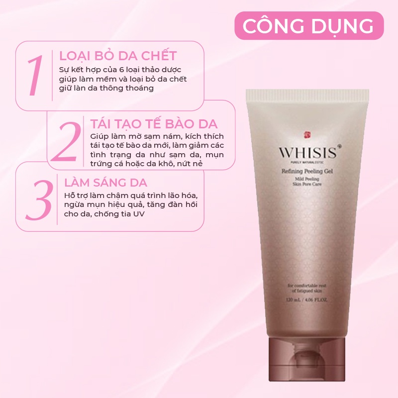 Tẩy Da Chết Trắng Da Đông Y WHISIS Hàn Quốc Giúp Giảm Nám &amp; Sạm Da Cho Da Xỉn Màu, Thâm Sạm 120ml