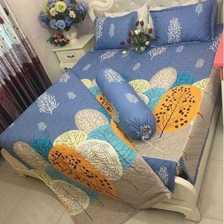 Bộ Ga Phủ Trần Bông 4 Món Vỏ Chăn Lồng Được Ruột MẪU LÁ CỌ Dành Cho Gia Đình Bạn