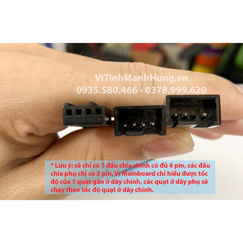 Dây chia 1 đầu Fan 4 pin PWM ra 2 / 3 / 4 đầu 4 pin PWM. bọc lưới Đen / Trắng, dài 25cm.