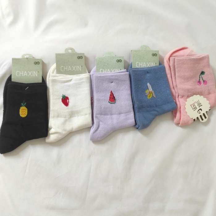 Vớ cao cổ trái cây màu vintage, tất cổ cao thun len ulzzang NEKO