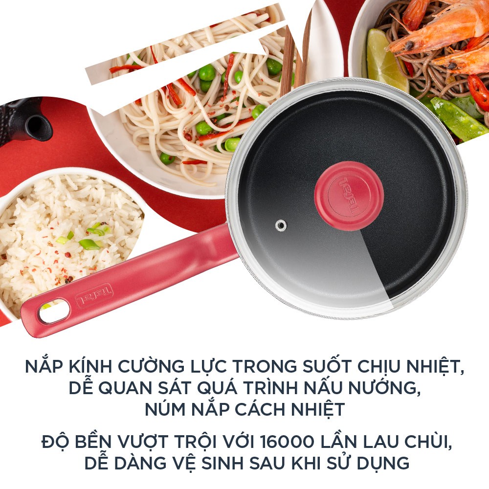 Nồi cán dài-quánh Tefal So Chef 18cm - Hàng chính hãng - Màu Đỏ- bảo hành toàn quốc