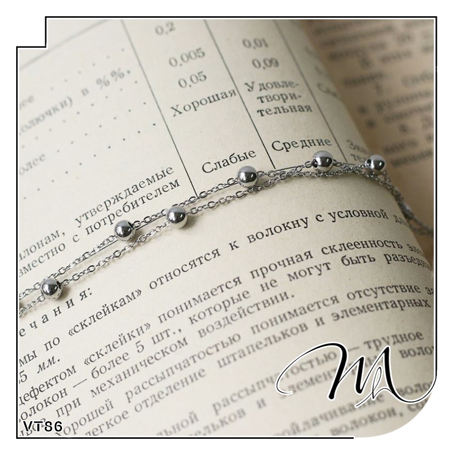 Lắc chân nữ Titan không gỉ dây đôi phối bi xinh xắn - Măng's House LC54