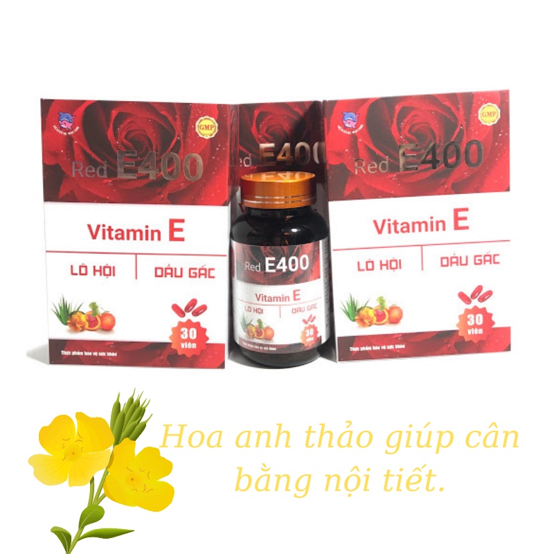 RED E 400 - VITAMIN E 400. Kết hợp lô hội, dầu gấc, tinh dầu hoa anh thảo. Vitamin E đỏ. Hộp 30 viên | WebRaoVat - webraovat.net.vn