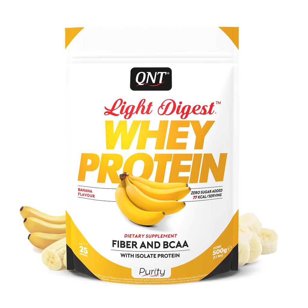 QNT Whey Protein Light Digest Banana Flavour 500g- Whey Protein Tăng Cơ vị Chuối Chính Hãng