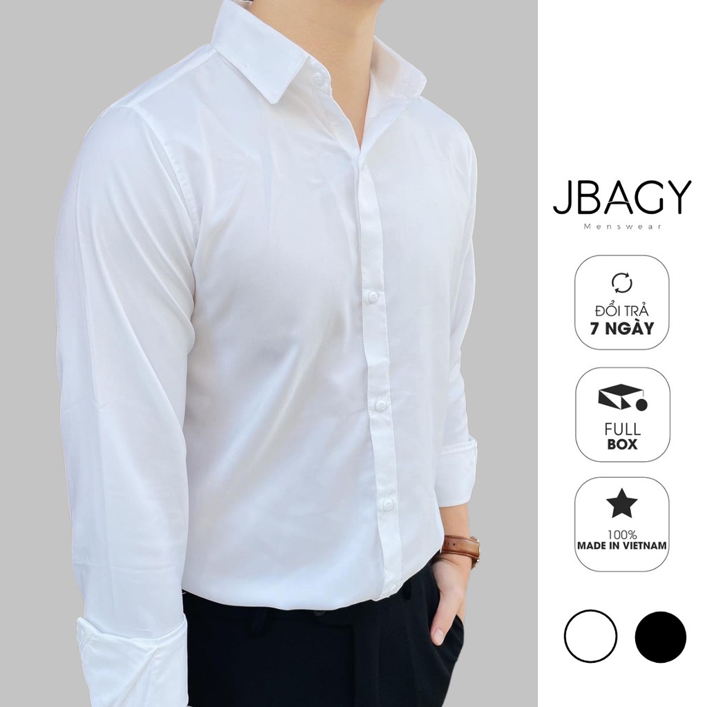 Áo sơ mi nam dài tay cao cấp, vải cotton lụa mịn mát, dáng slimfit ôm body JBAGY - SML